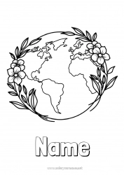 Free coloring Flowers Geography Planets and solar system Earth Earth Day Astronomy