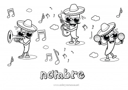 Dibujo libre Música México Cinco de Mayo Día Mundial de la Música Guitarra Maracas Instrumentos de música Sombrero