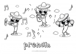 Dessin gratuit Musique Mexique Cinco de Mayo Fête de la musique Guitare Maracas Instruments de musique Sombrero