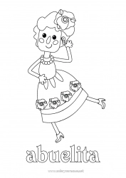 Niño página para colorear Sport Abuela Danza España México Cinco de Mayo Día Mundial de la Música Deportes artísticos