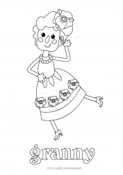 Child coloring page Grandma Dance Spain Mexico Cinco de Mayo World Music Day Artistic sports