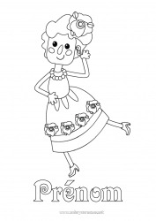 Coloriage gratuit Mamie Danse Espagne Mexique Cinco de Mayo Fête de la musique Sports artistiques