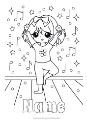 Free colouring Sport Dance Girl Music Music Day Artistic sports