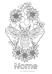 Desenho para personalizar Flores Animal Vespa Margarida Insetos