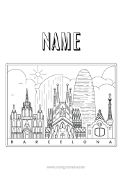 Colouring to customise Spain Barcelona