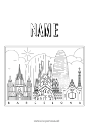 Coloring to customize Spain Barcelona