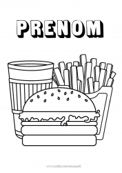 Dessin gratuit Nourriture USA Boisson Soda Coloriages faciles Hamburger