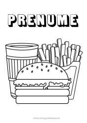 Desen liber de colorat Mâncare SUA Băutură Soda Desene de colorat ușoare Hamburger