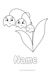 Free colouring Lily of the valley Easy colouring pages 1st May