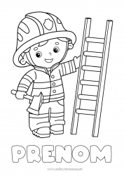 Coloriage gratuit Pompier Métier Métiers de la Sécurité