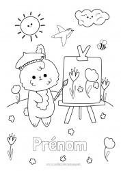 Coloriage gratuit Art Kawaii Printemps Soleil