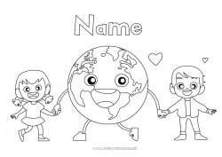 Free drawing Girl Boy Ecology Child Intermediate coloring pages Earth Earth Day