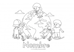 Dibujo libre Chica Chico Ecología Niño Tierra Día de la Tierra