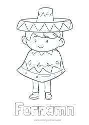 Färgläggningssida att anpassa Pojke Mexiko Cinco de Mayo Sombrero