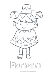 Farvelægningssiden tilpasning Dreng Mexiko Cinco de Mayo Sombrero