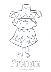 Dessin gratuit Garçon Mexique Cinco de Mayo Sombrero