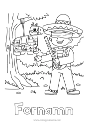 Färgläggningssida att anpassa Mexiko Cinco de Mayo Piñata Sombrero