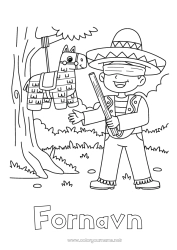 Fargeleggingssiden å tilpasse Mexico Cinco de Mayo Piñata Sombrero