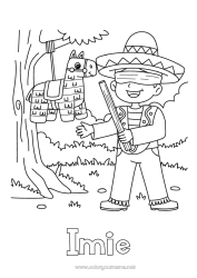 Kolorowanka do personalizacji Meksyk Piątego Maja Piñata Sombrero