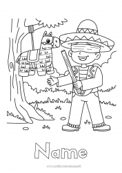 Free coloring Mexico Cinco de Mayo Piñata Sombrero