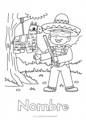 Colorear gratis México Cinco de Mayo Piñata Sombrero