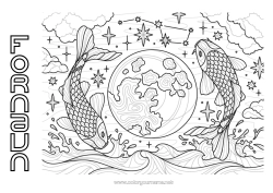 Gratis fargelegging Rolig og zen Mandala Dyr Koi-karpe Sjanse Komplekse fargelegginger Jord Marin eller akvatisk dyr Jordens dag