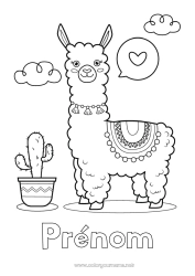 Coloriage à personnaliser Lama Cactus Mexique Autres animaux du monde Cinco de Mayo