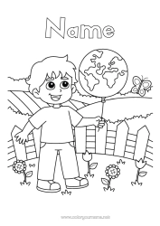 Colouring to customise Ecology Intermediate Colouring Sheets Earth Earth Day