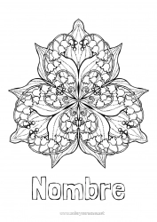 Colorear gratis Flores Mandala Primavera Lirio de los valles 1 de mayo