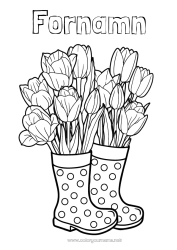 Färgläggningssida att anpassa Blommor Vår Tulpan Stövlar