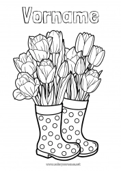 Malvorlage anpassen Blumen Frühling Tulpe Stiefel