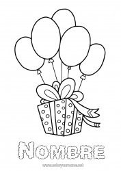 Colorear gratis Regalos Cumpleaños Globos Dibujos fáciles para colorear