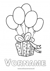 Kostenlose Zeichnung Geschenke Geburtstag Luftballons Einfache Ausmalbilder