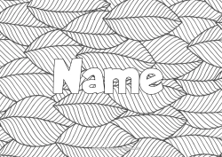 Free colouring Calm and zen Leaves Decorated name Anti-stress Decorative background