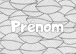 Coloriage gratuit Calme et zen Feuilles Nom décoré Anti-stress Fond décoratif