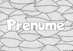 Pagină de colorat gratuită Liniștit și zen Frunze Nume decorat Anti-stres Fundal decorativ