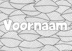 Gratis kleurplaat Rustig en zen Bladeren Gedecoreerde naam Anti-stress Decoratieve achtergrond