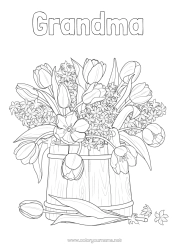 Free coloring Flowers Spring Tulip Hyacinth