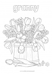 Child coloring page Flowers Spring Tulip Hyacinth