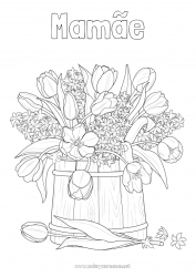 Página de desenho infantil Flores Primavera Tulipa Jacinto