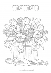 Coloriage enfant Fleurs Printemps Tulipe Jacinthe