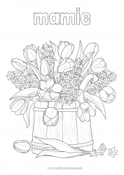 Coloriage enfant Fleurs Printemps Tulipe Jacinthe