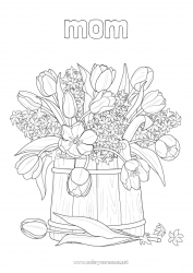 Child coloring page Flowers Spring Tulip Hyacinth