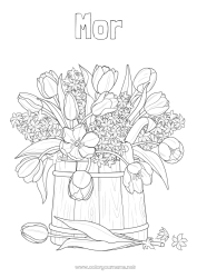 Farvelægningssiden for børn Blomster Forår Tulipan Jacinth
