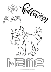 Colouring to customise Spider Black Cat Cat Halloween Insects Dogs And Cats Halloween Sign-Up