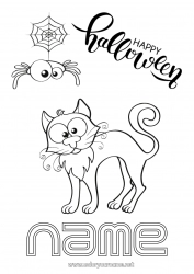 Free coloring Spider Black cat Cat Halloween Insects Dog and cat Inscription 