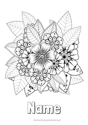 Free colouring Flowers Art Mehndi Flower