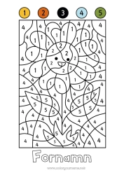 Gratis färgläggning Blommor Siffra Sommar Magiska målarbilder Barnaktiviteter Solros