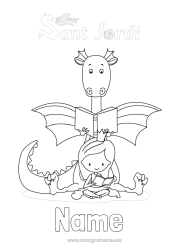 Colouring to customise Party Dragon Princess Spain Dragons, Unicorns, And Fantastical Creatures Saint George