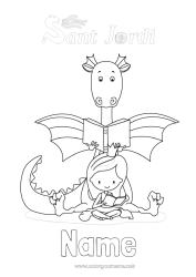 Free drawing Party Dragon Princess Spain Dragons, unicorns and fantastic animals Saint George